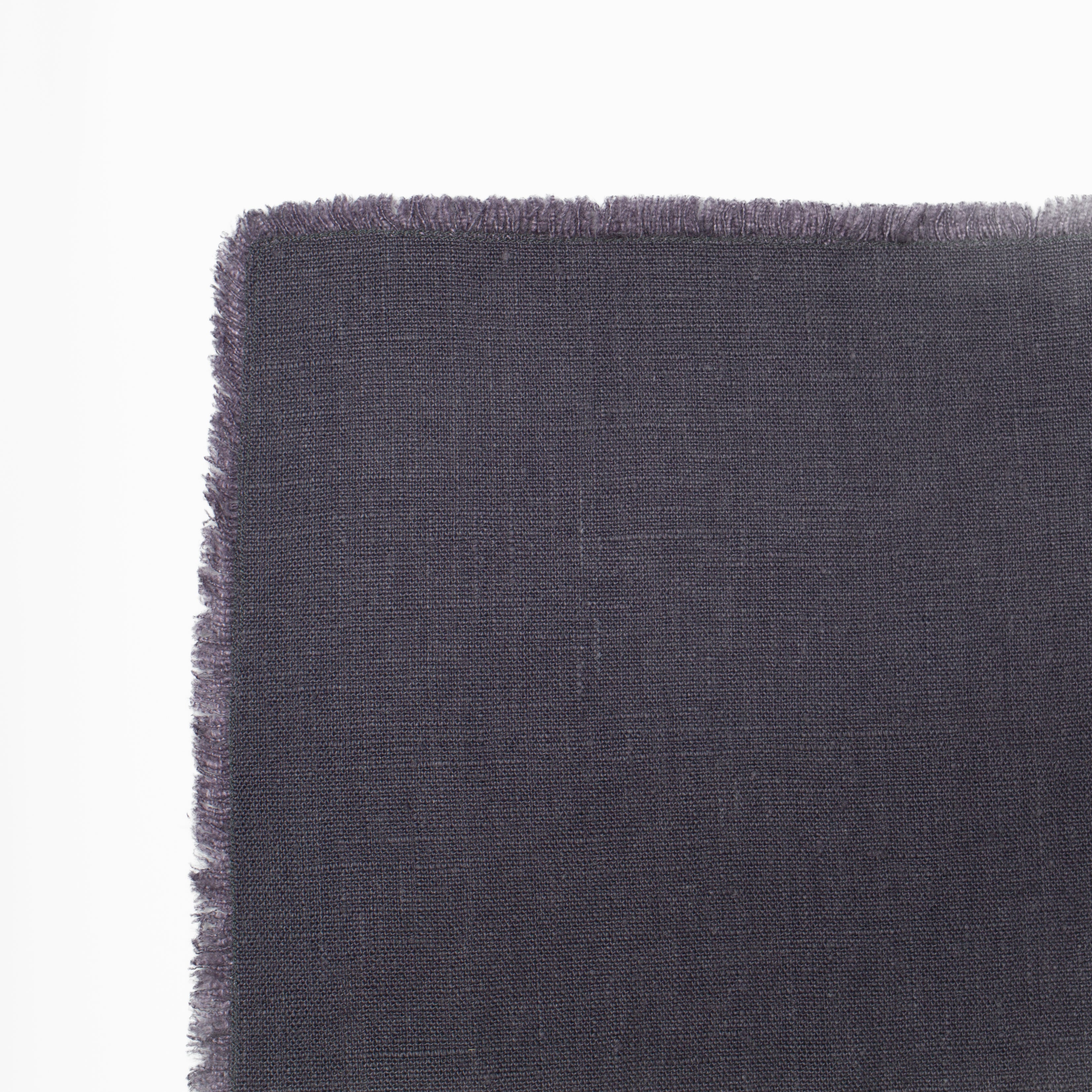 Dark Grey Linen Table Runner with Fringe