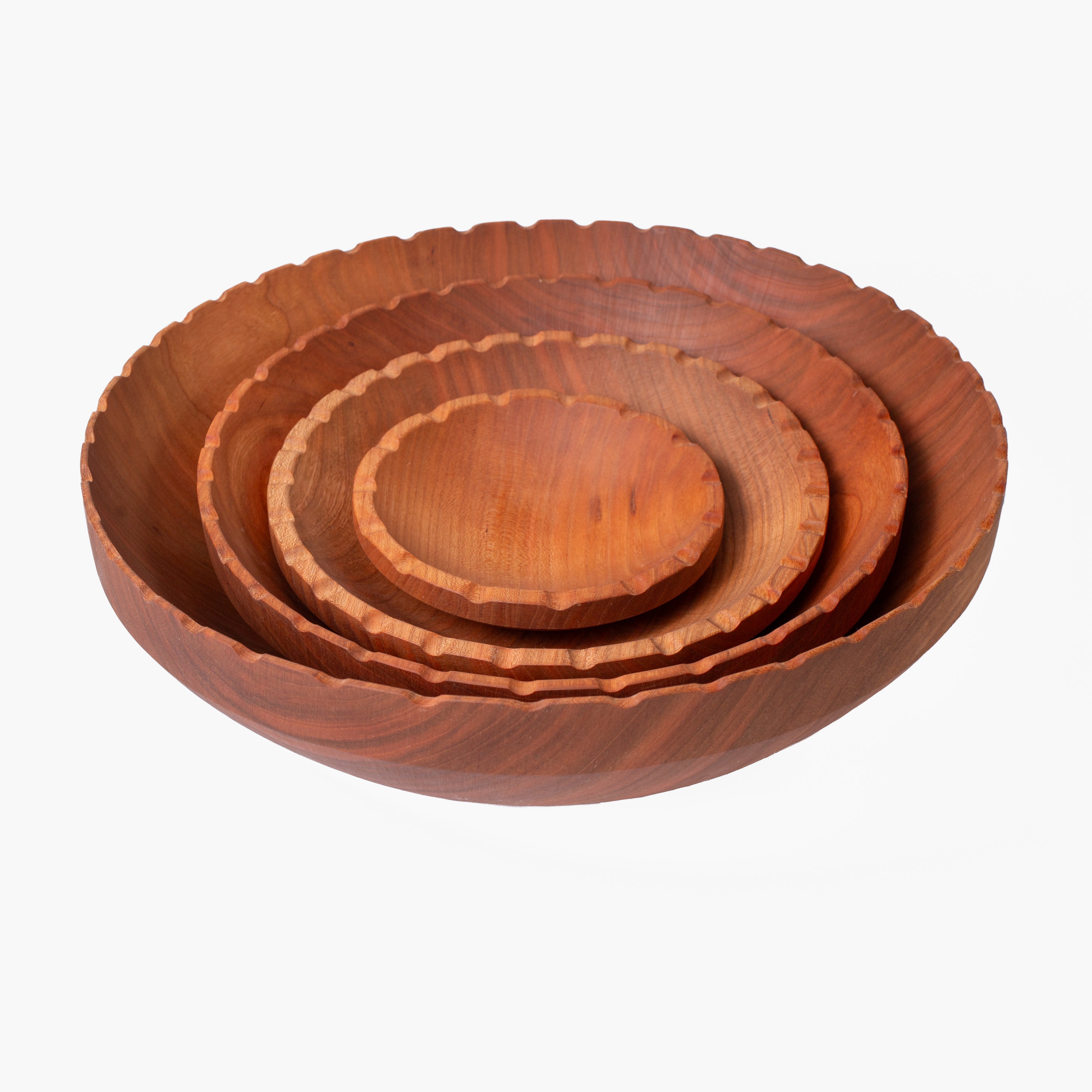 Wooden Scalloped Bowl