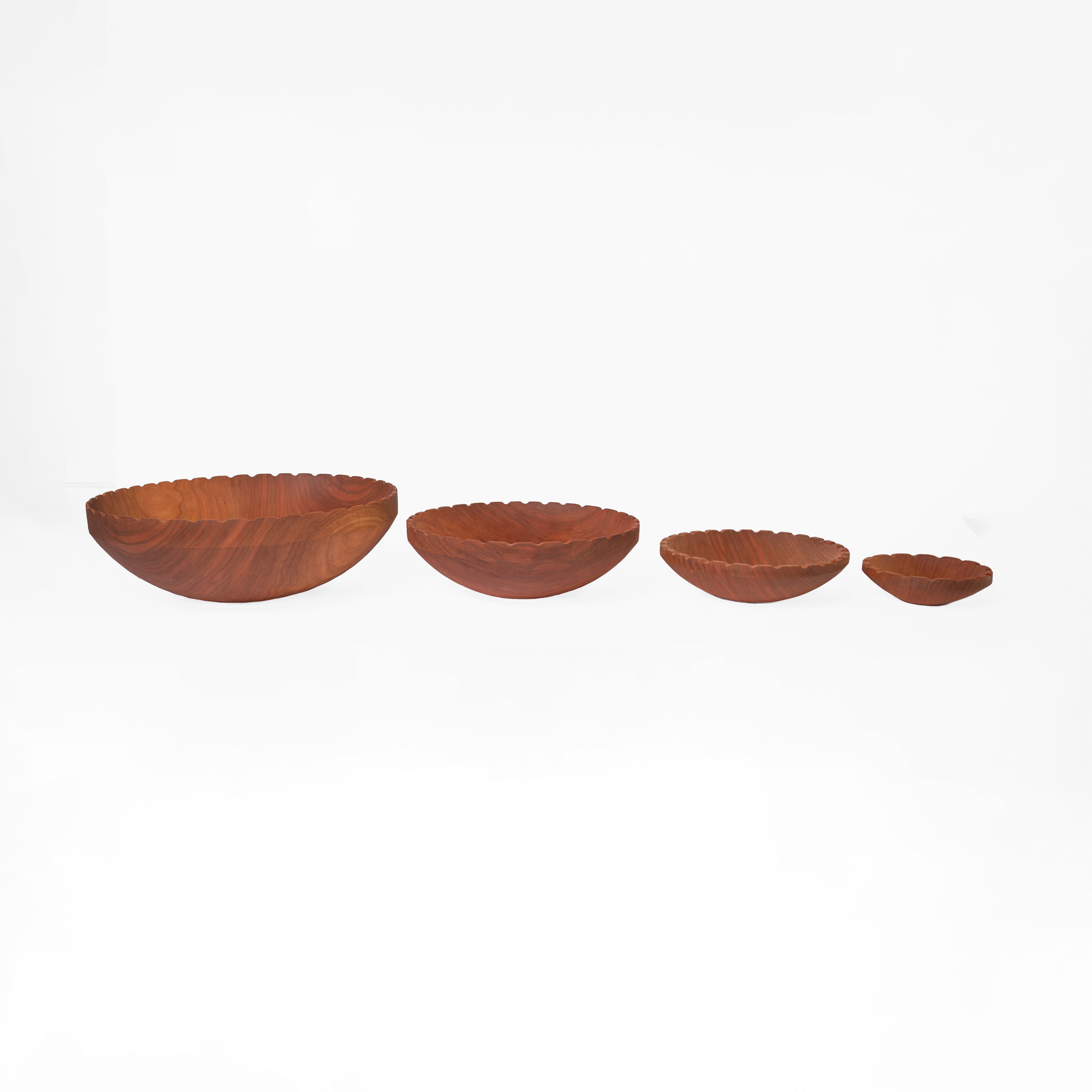 Wooden Scalloped Bowl