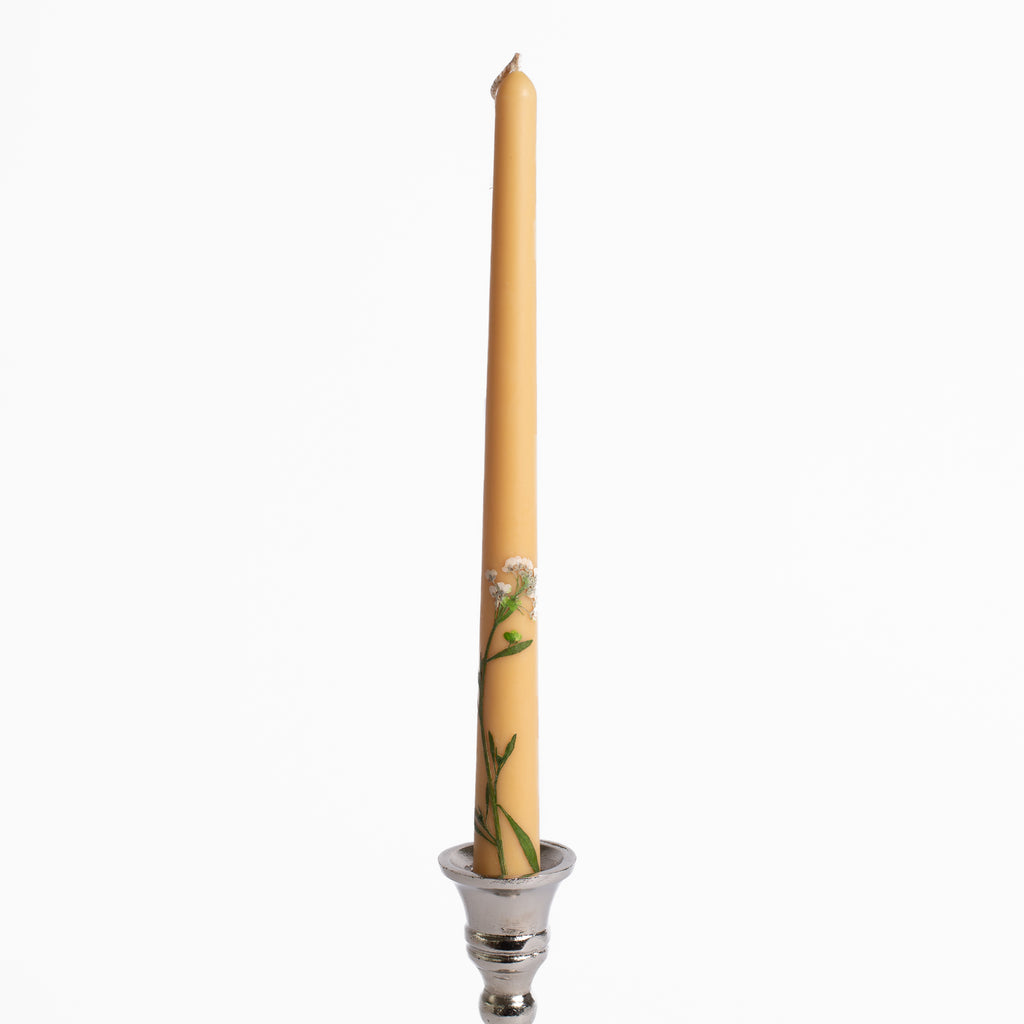 Floral Inlaid Taper Candle Set