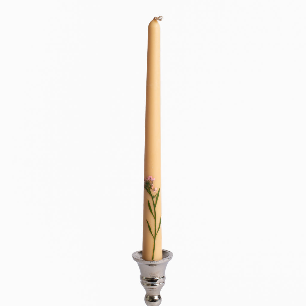 Floral Inlaid Taper Candle Set