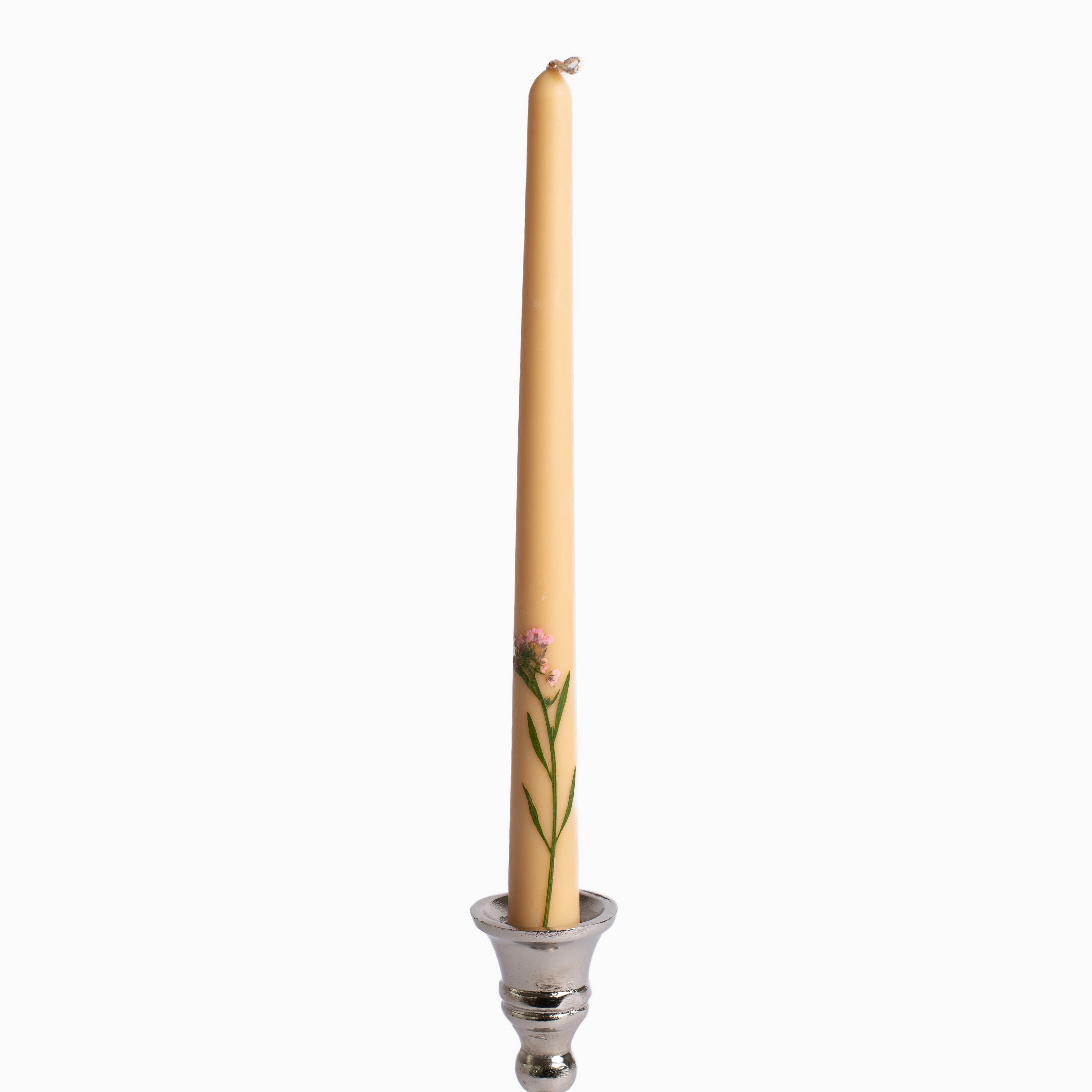 Floral Inlaid Taper Candle Set