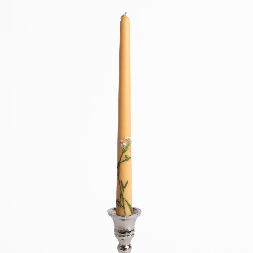 Floral Inlaid Taper Candle Set