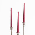 Burgundy Floral Inlaid Taper Candle Set