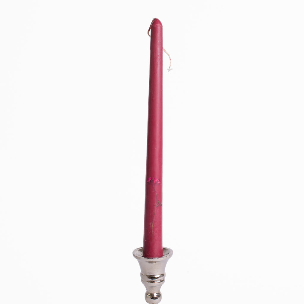 Burgundy Floral Inlaid Taper Candle Set