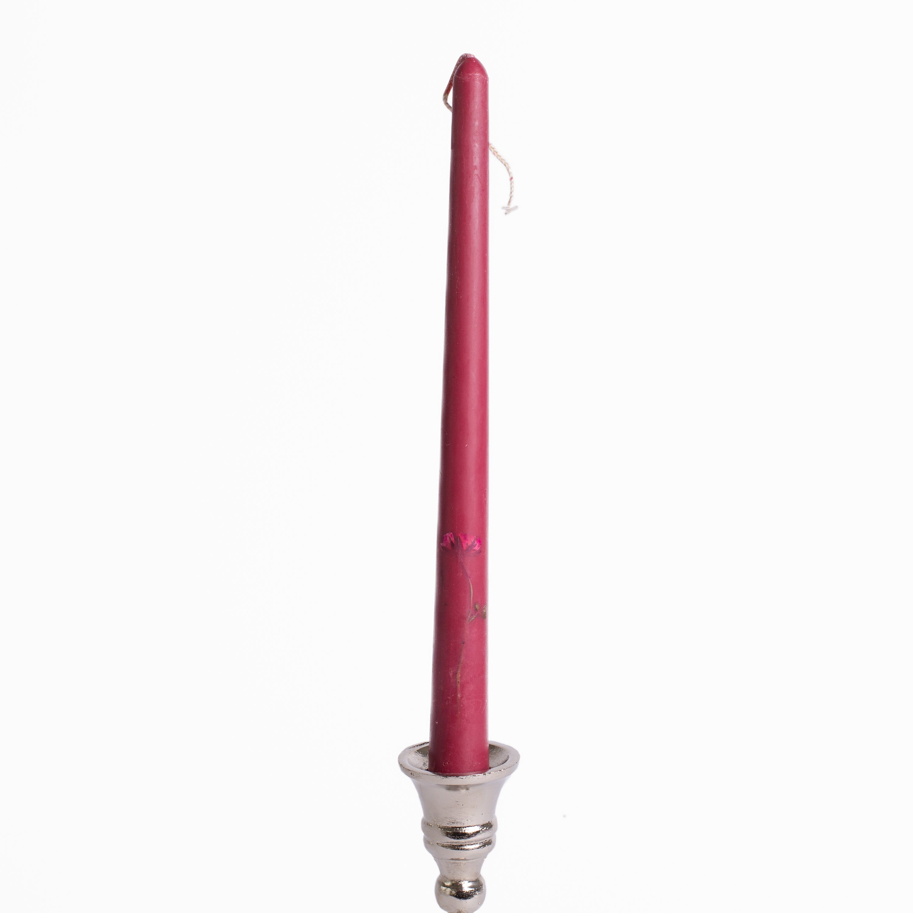 Burgundy Floral Inlaid Taper Candle Set