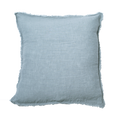 Stormy Blue Fringe Linen Pillow Cover