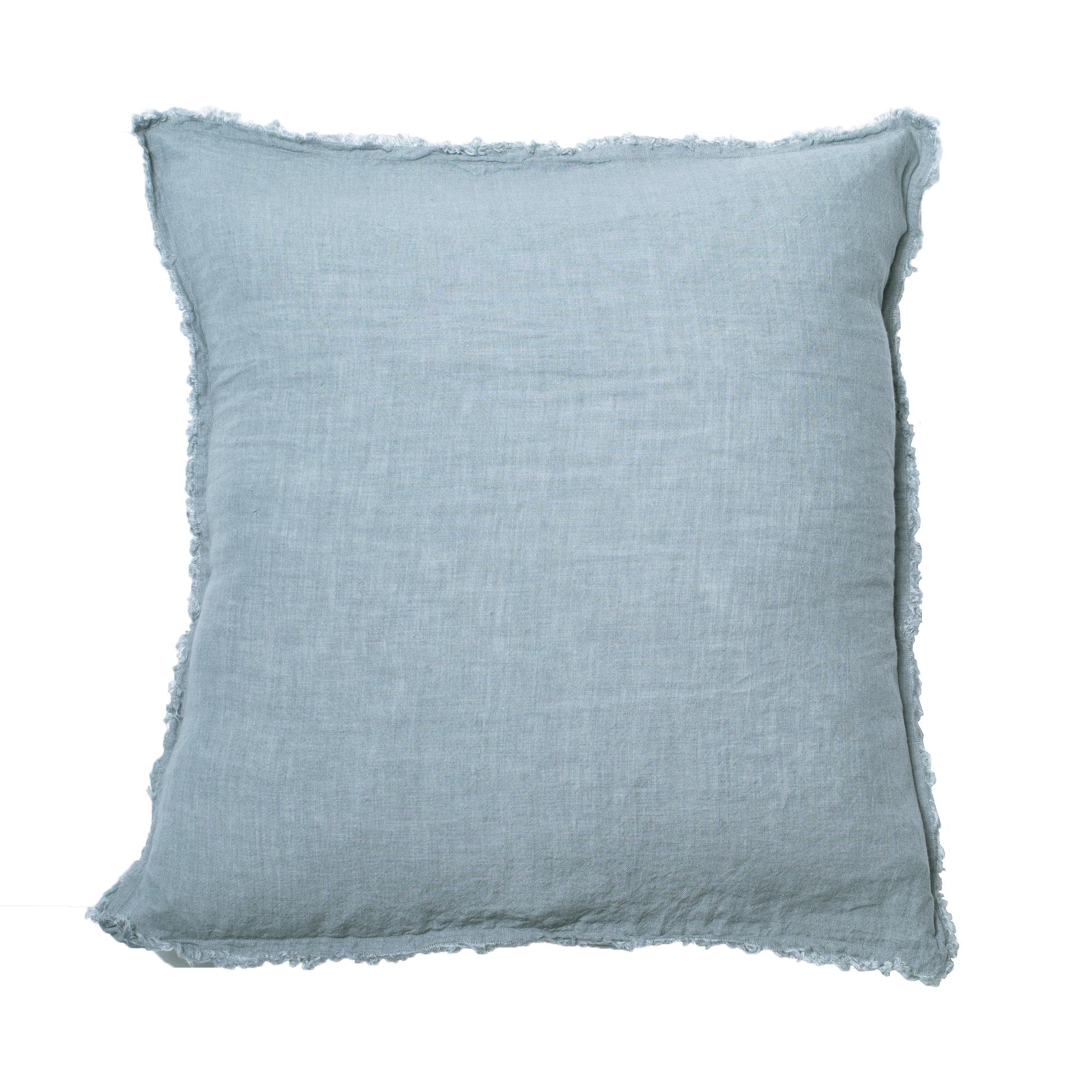 Stormy Blue Fringe Linen Pillow Cover