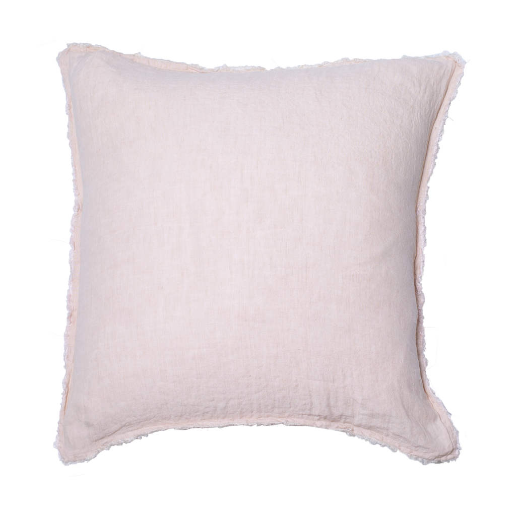 Rose Quartz Fringe Linen Pillow Cover