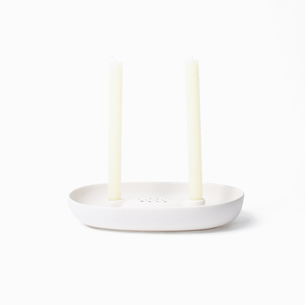 Bloom Ceramic Flower Frog Bowl & Taper Holder
