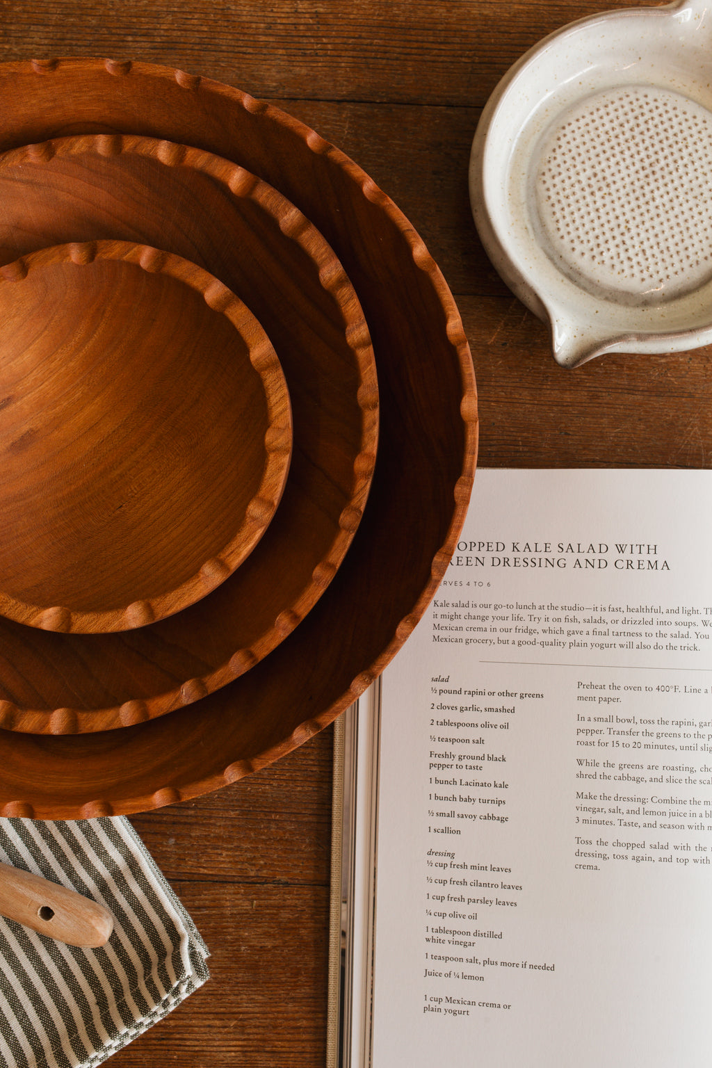 Wooden Scalloped Bowl