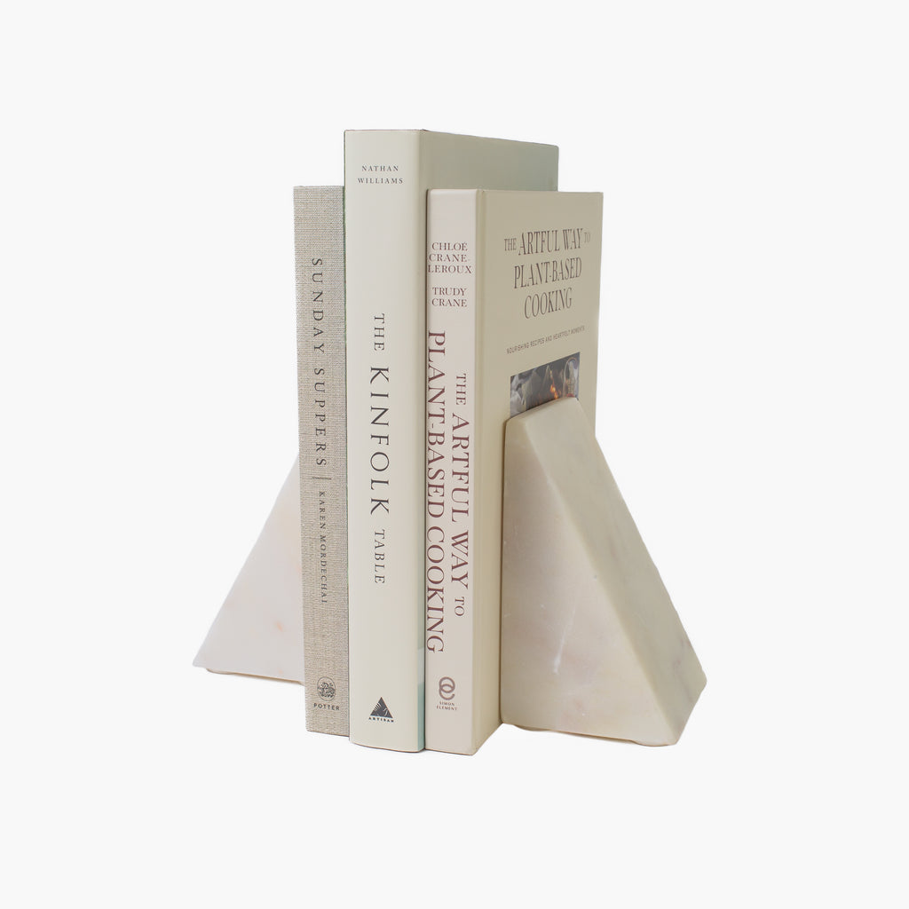 White Marble Bookends