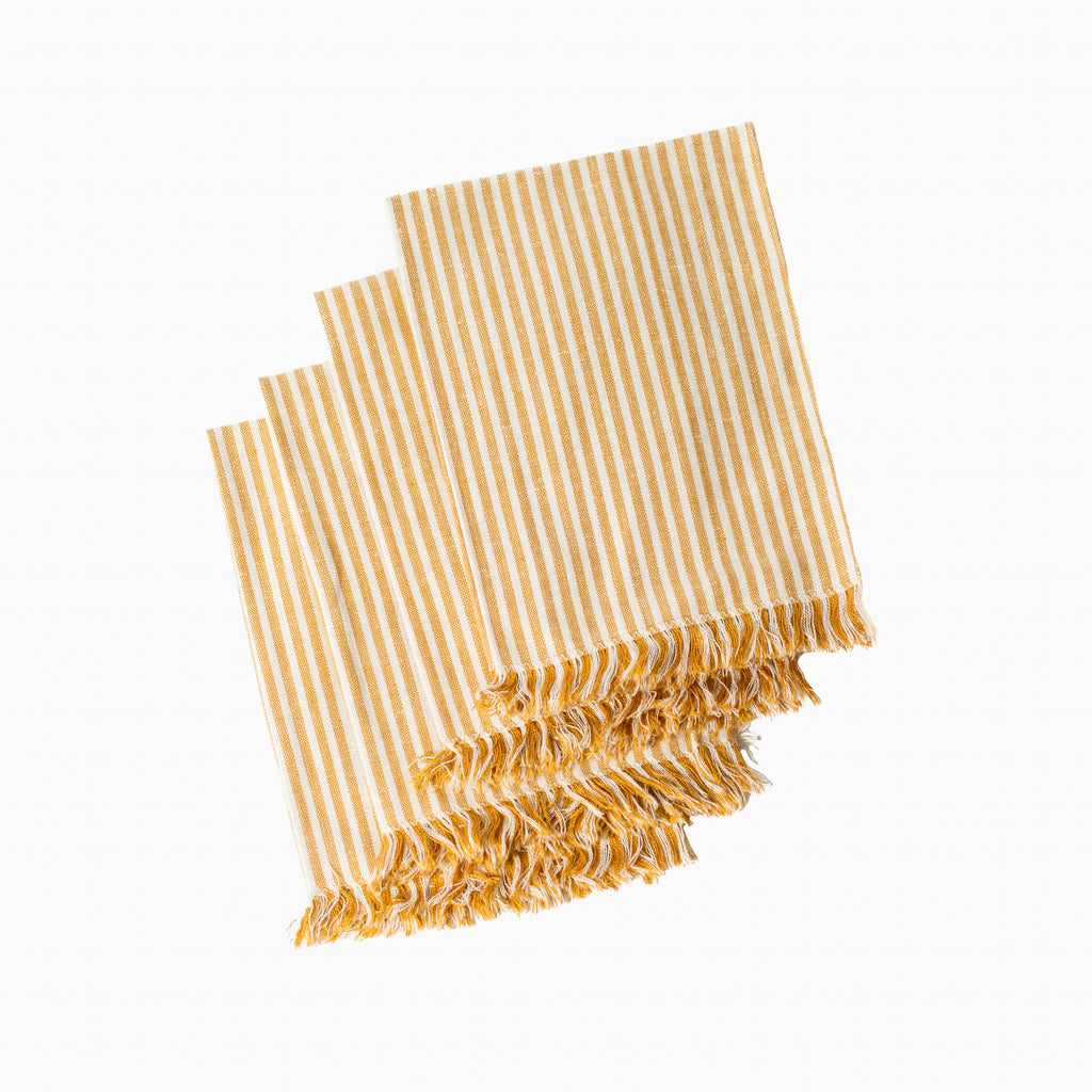 Stripe Napkins with Fringe - Set of 4