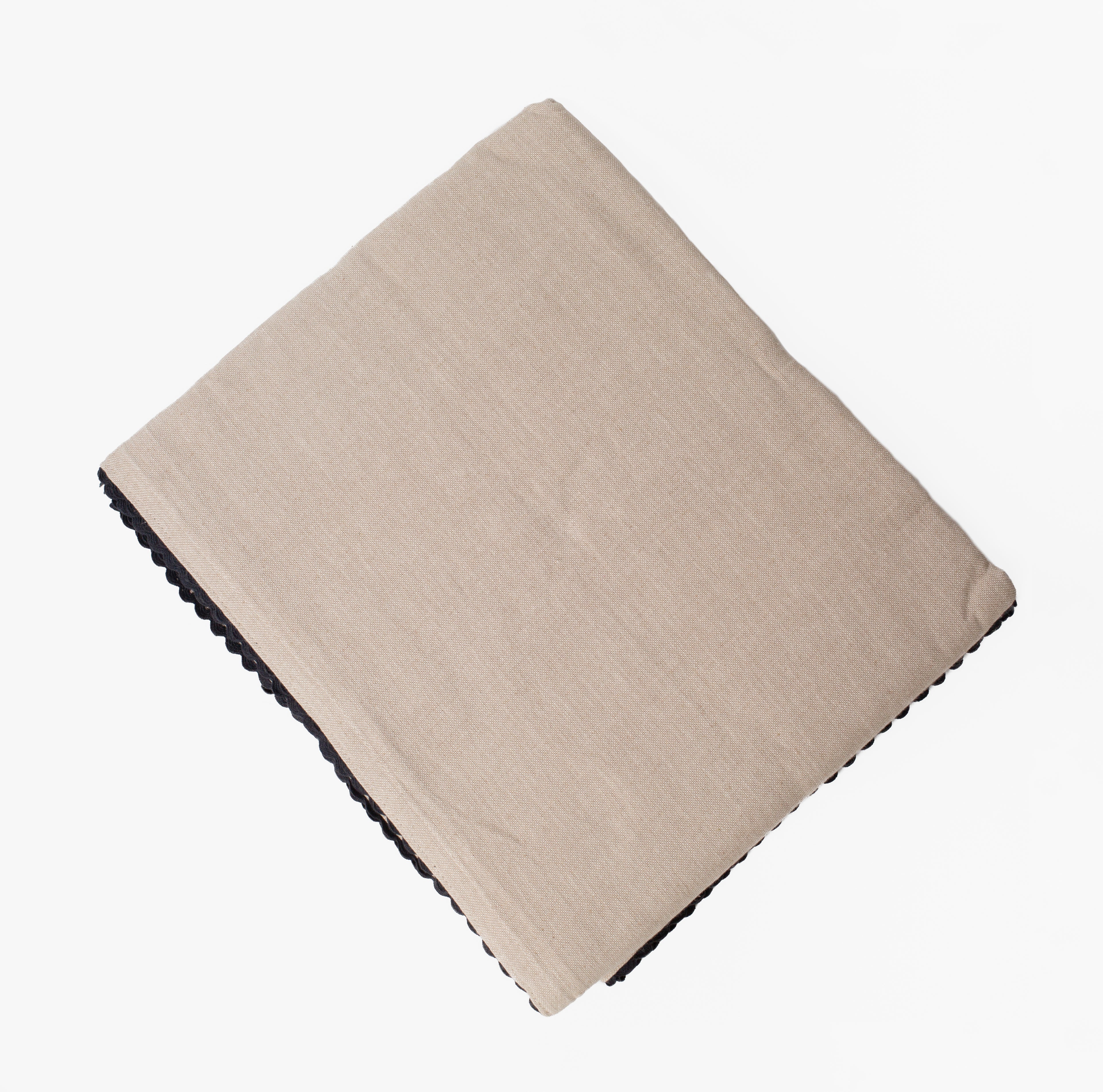 Natural Linen Tablecloth with Black Trim
