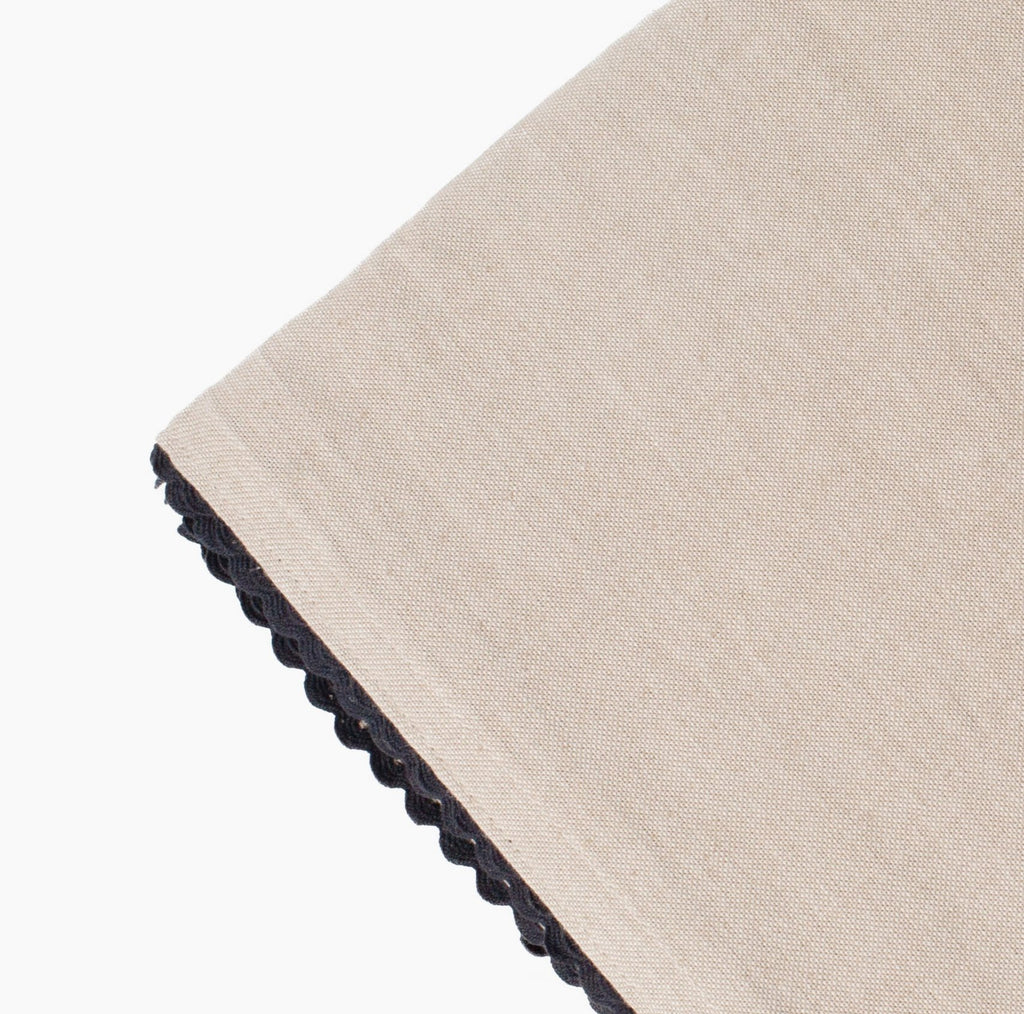 Natural Linen Tablecloth with Black Trim