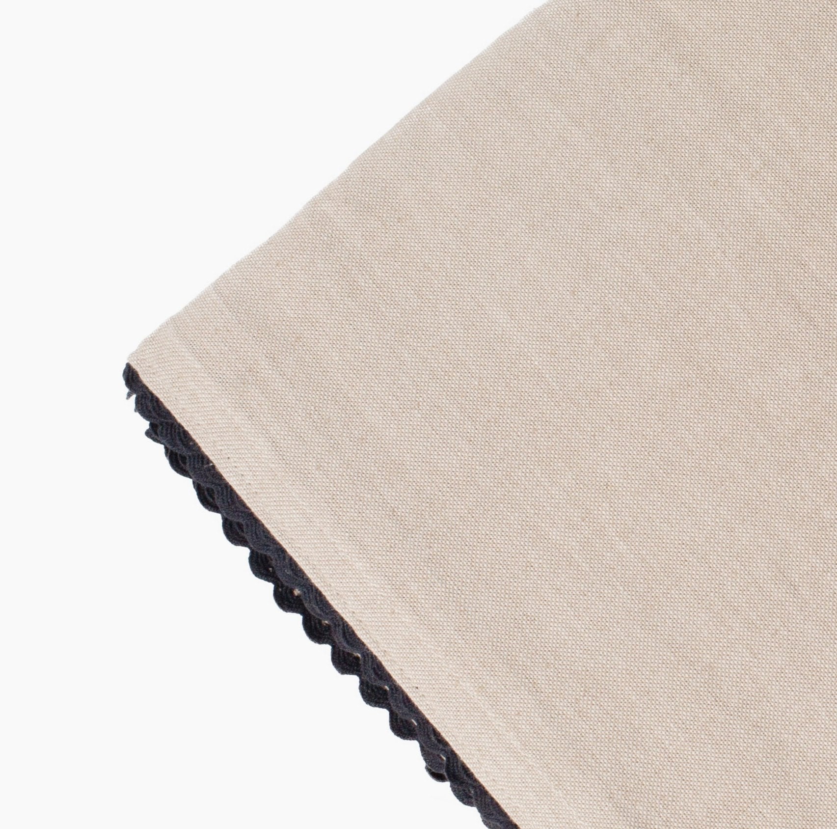 Natural Linen Tablecloth with Black Trim