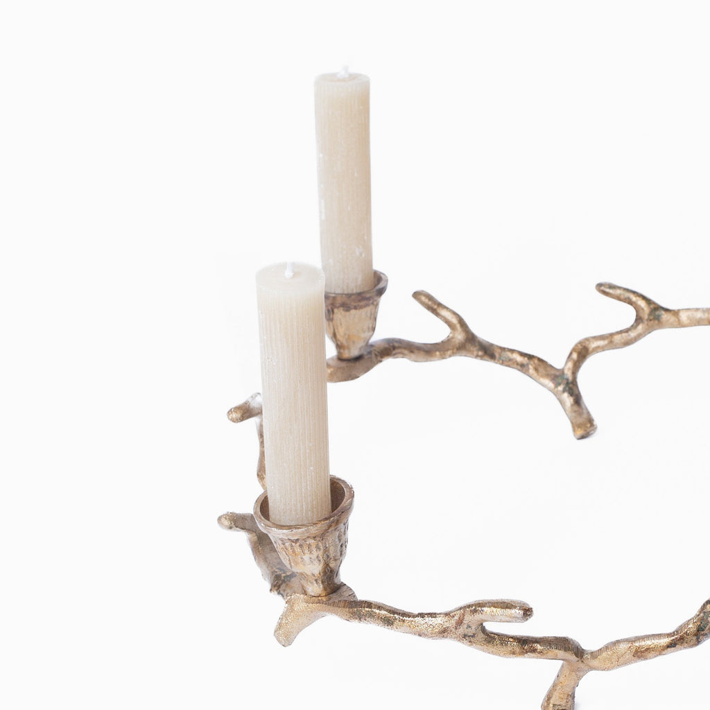 Oxidized Wreath Taper Holder