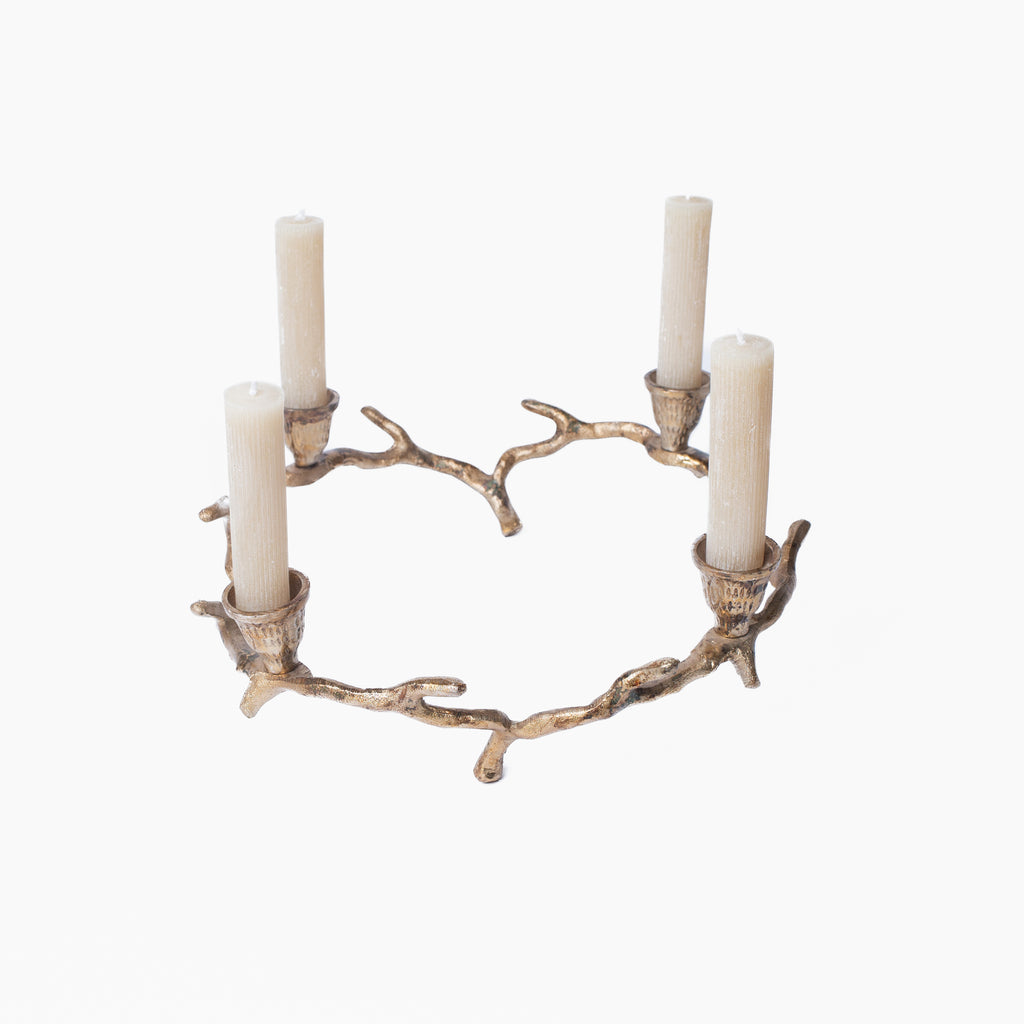 Oxidized Wreath Taper Holder