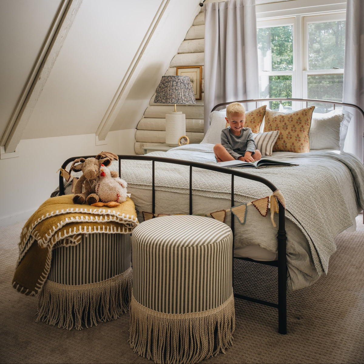 Ann Ottoman in Jane Stripe Laurel