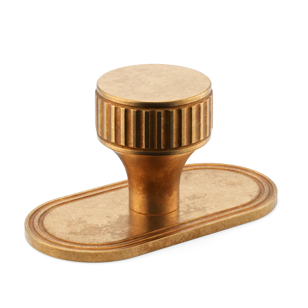 Barwick Ridged Cabinet Knob with Backplate