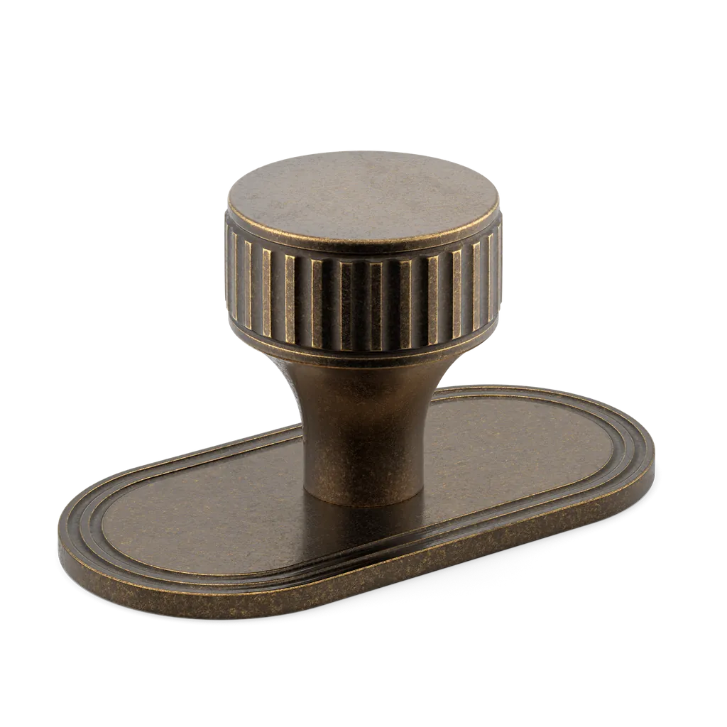Barwick Ridged Cabinet Knob with Backplate