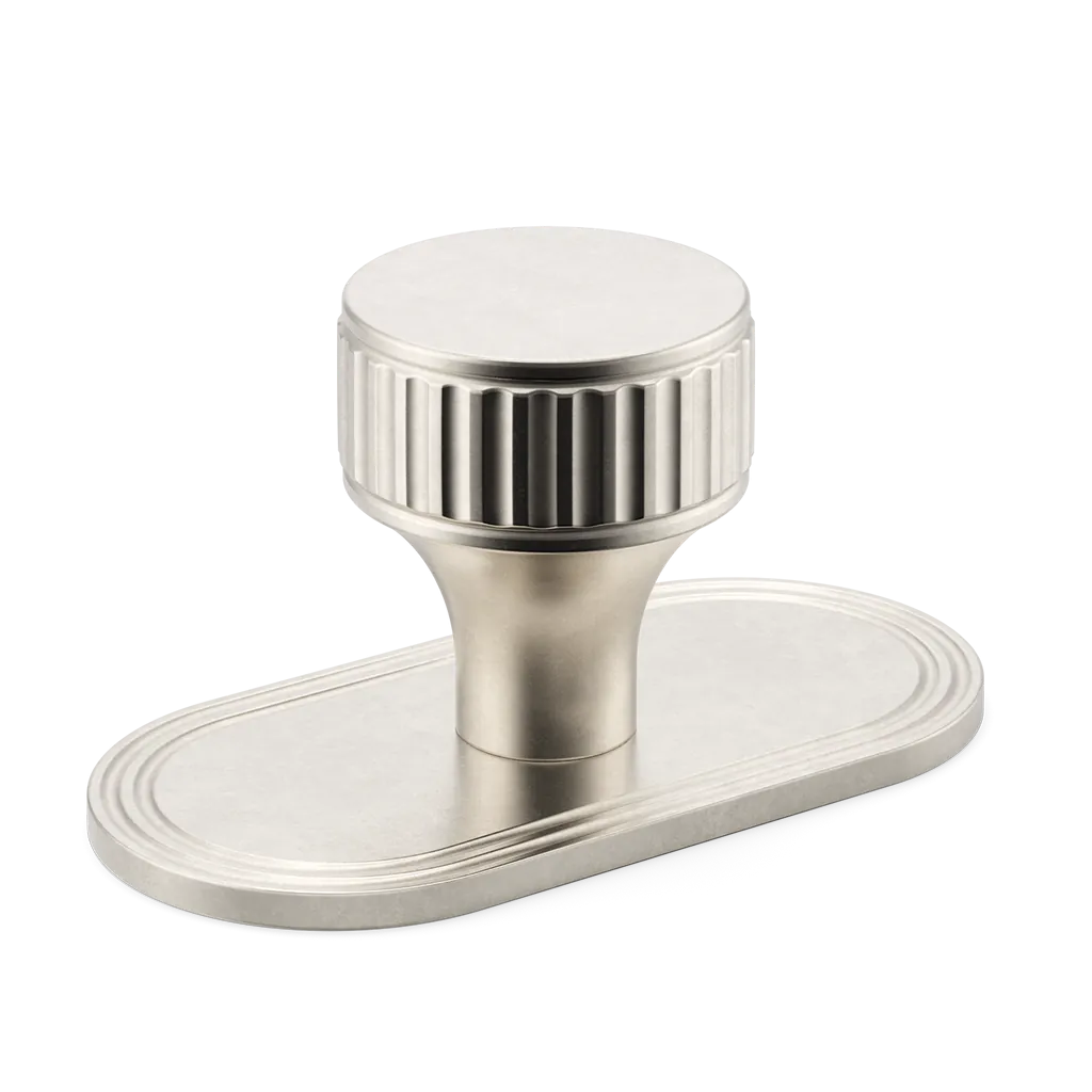 Barwick Ridged Cabinet Knob with Backplate