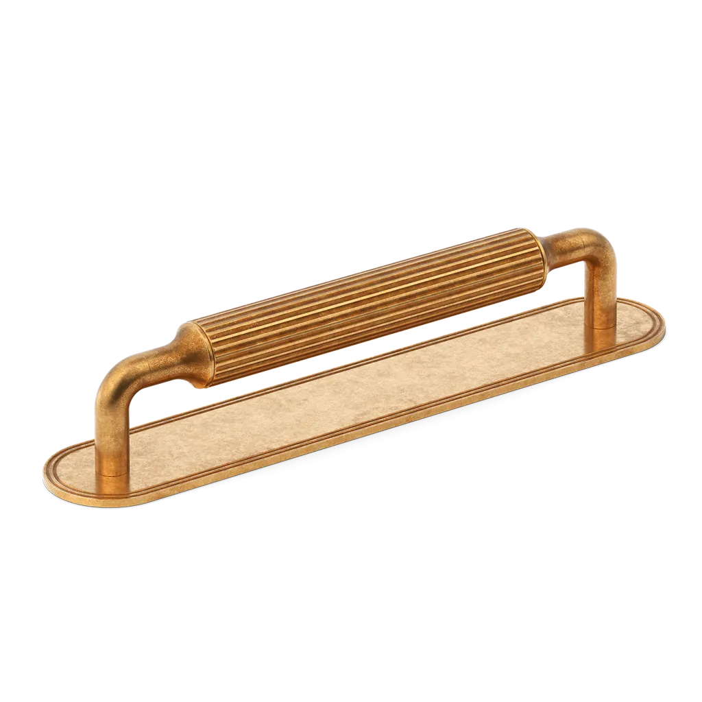 Barwick Ridged Cabinet Pull Handle with Backplate