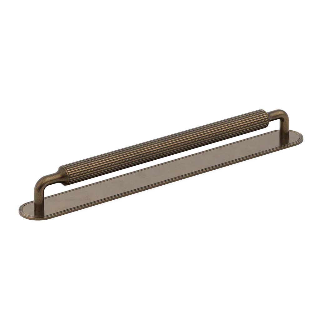 Barwick Ridged Cabinet Pull Handle with Backplate