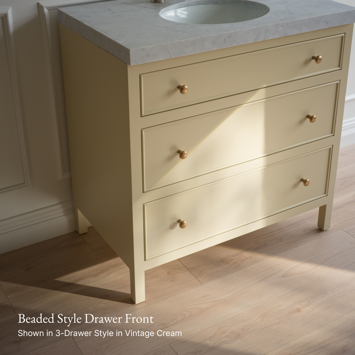 Paddington Vanity | Two-Drawer Style | Beaded Drawer Front