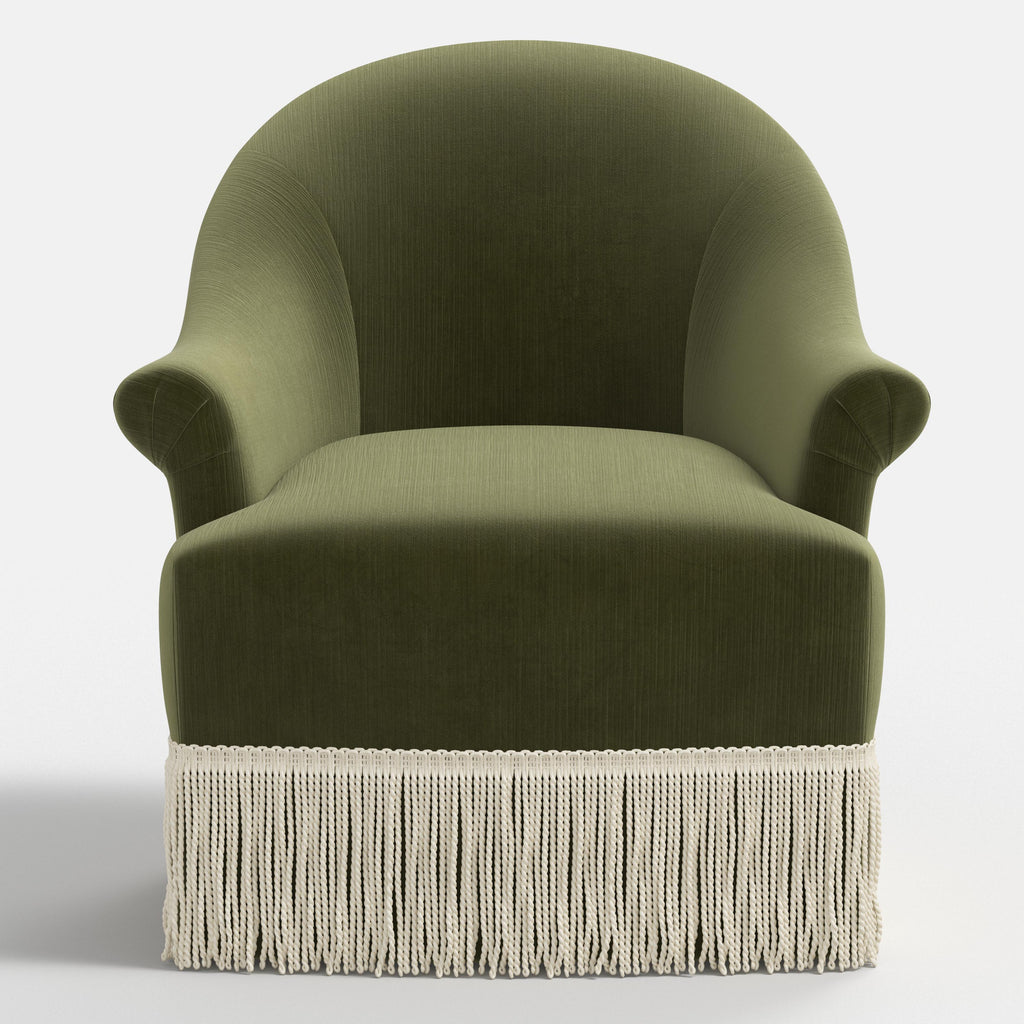 Marie Swivel Chair in Performance Velvet in Moss