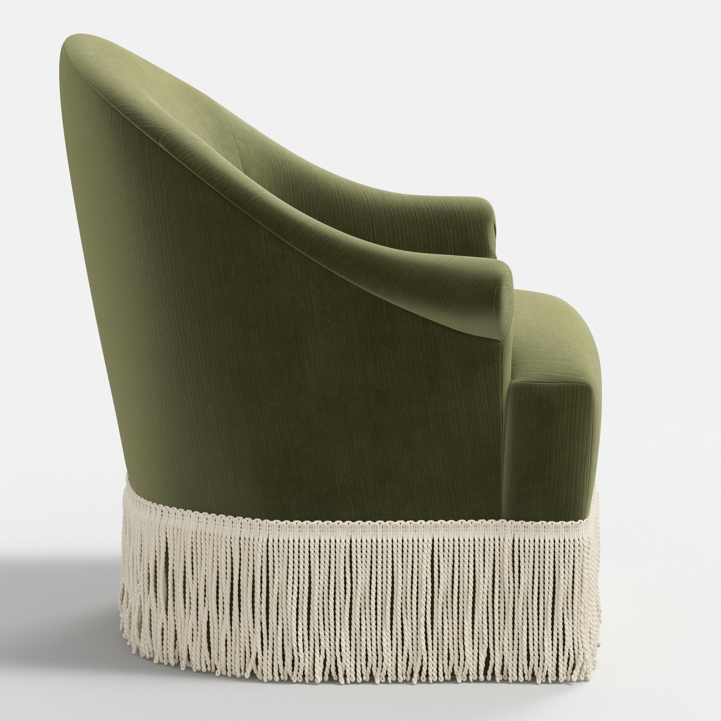 Marie Swivel Chair in Performance Velvet in Moss