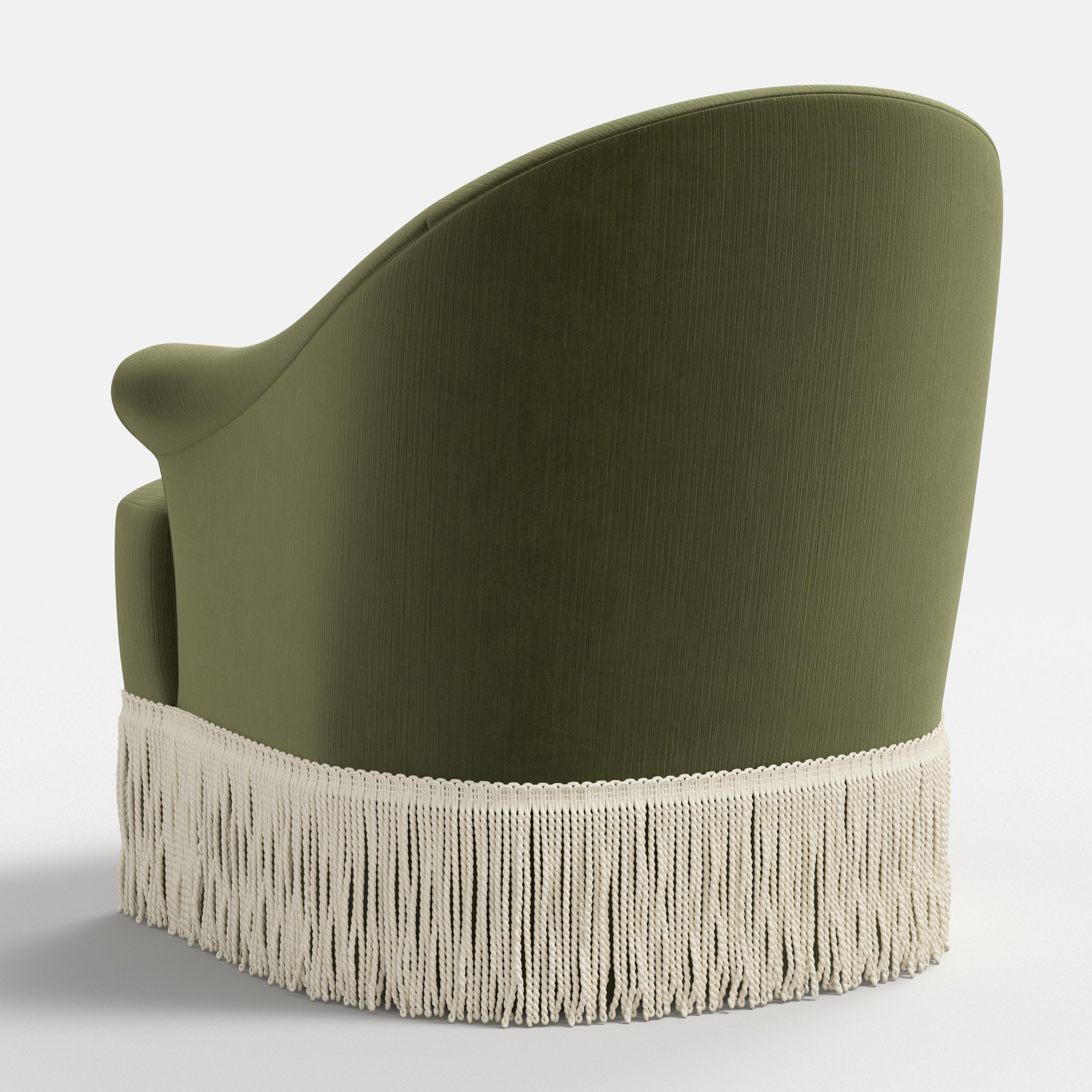 Marie Swivel Chair in Performance Velvet in Moss