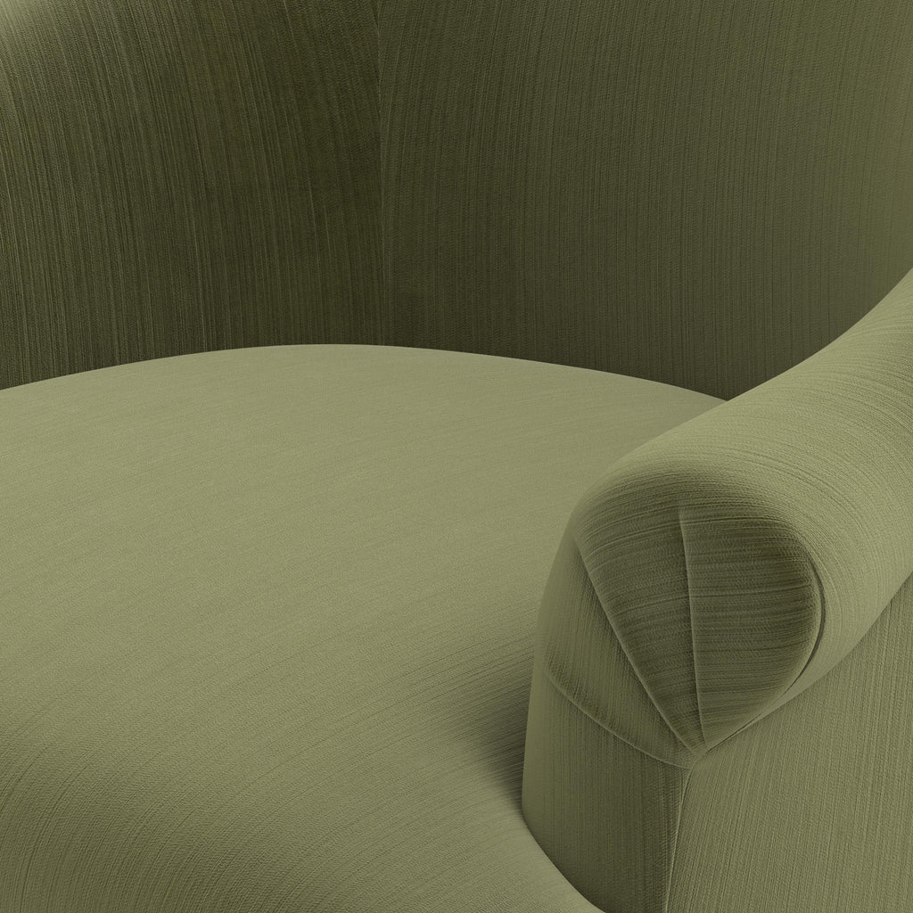 Marie Swivel Chair in Performance Velvet in Moss