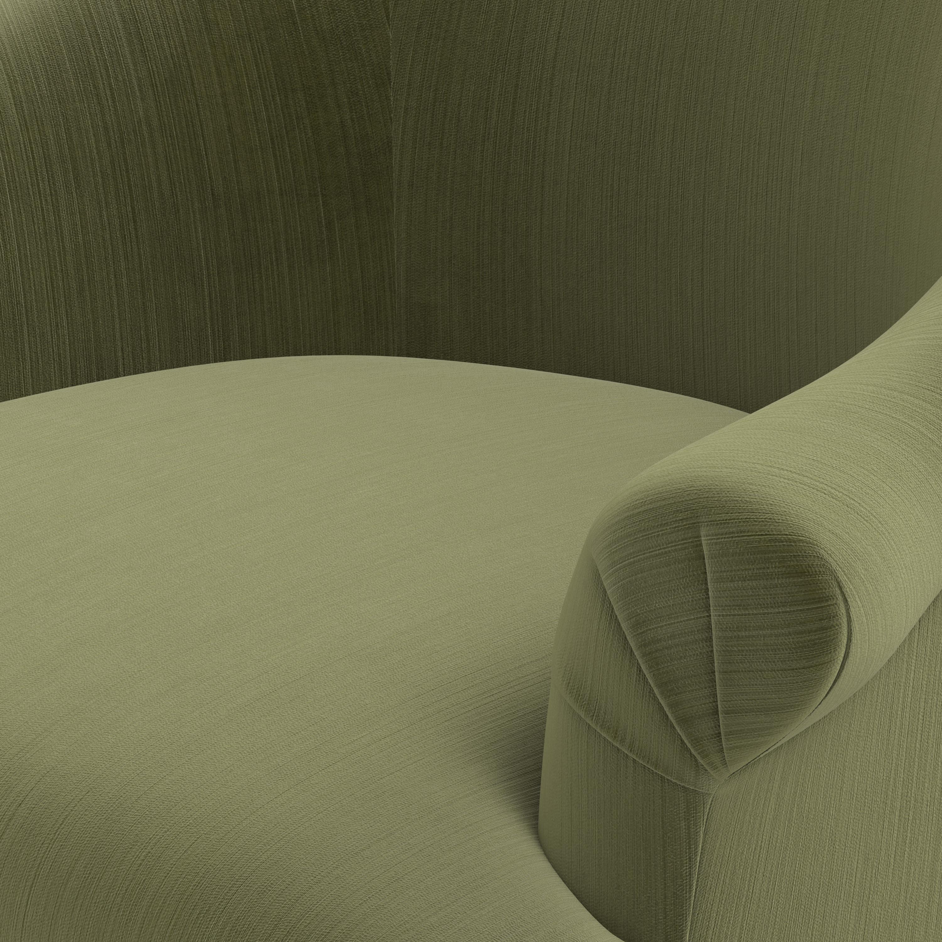Marie Swivel Chair in Performance Velvet in Moss