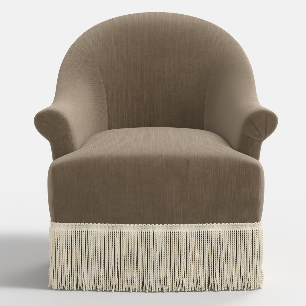 Marie Swivel Chair in Performance Velvet in Walnut