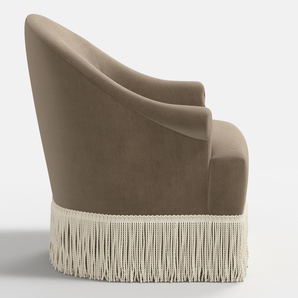 Marie Swivel Chair in Performance Velvet in Walnut