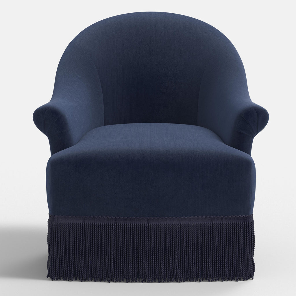 Marie Swivel Chair in Performance Velvet in Ocean
