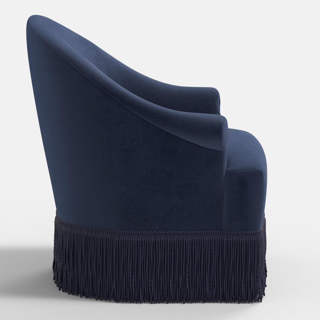 Marie Swivel Chair in Performance Velvet in Ocean