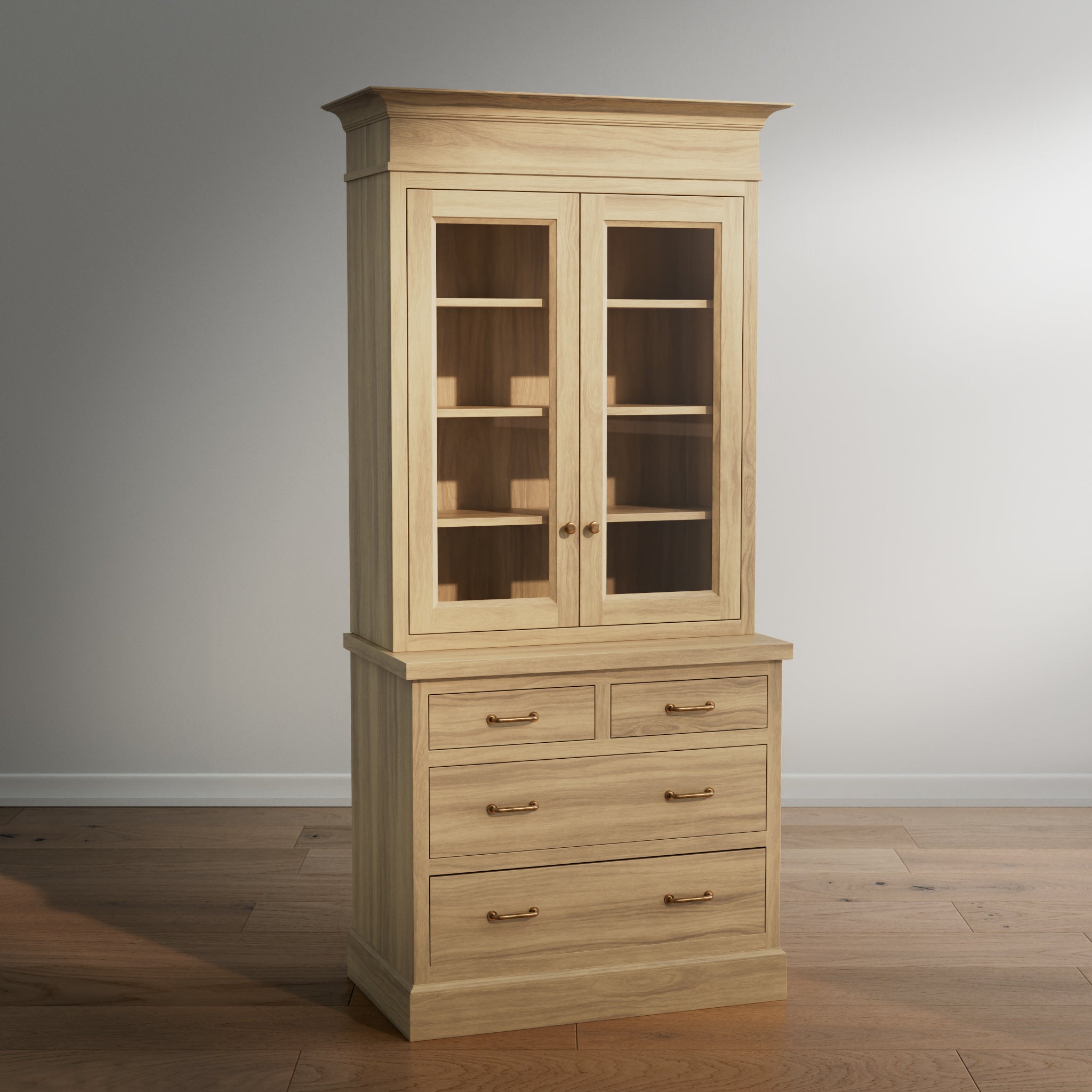 Madison Glass Hutch - 4 Drawer Base