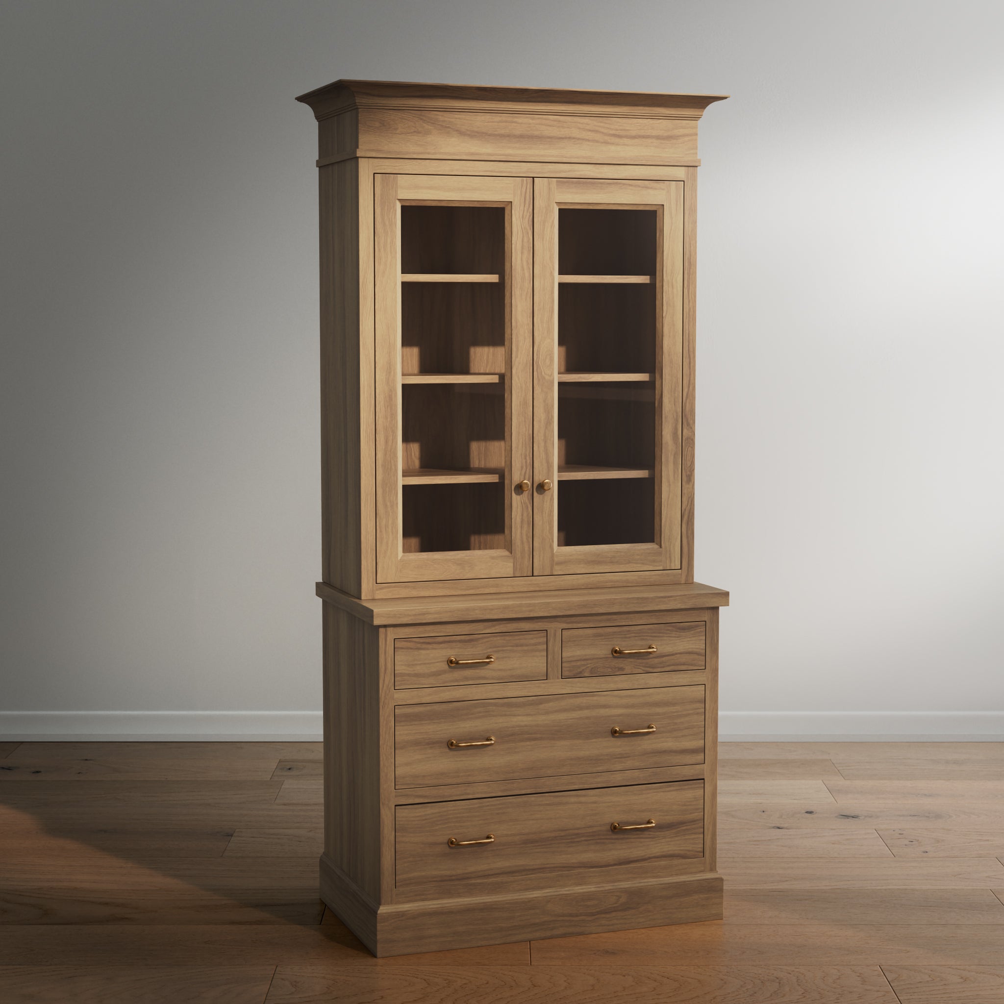Madison Glass Hutch - 4 Drawer Base