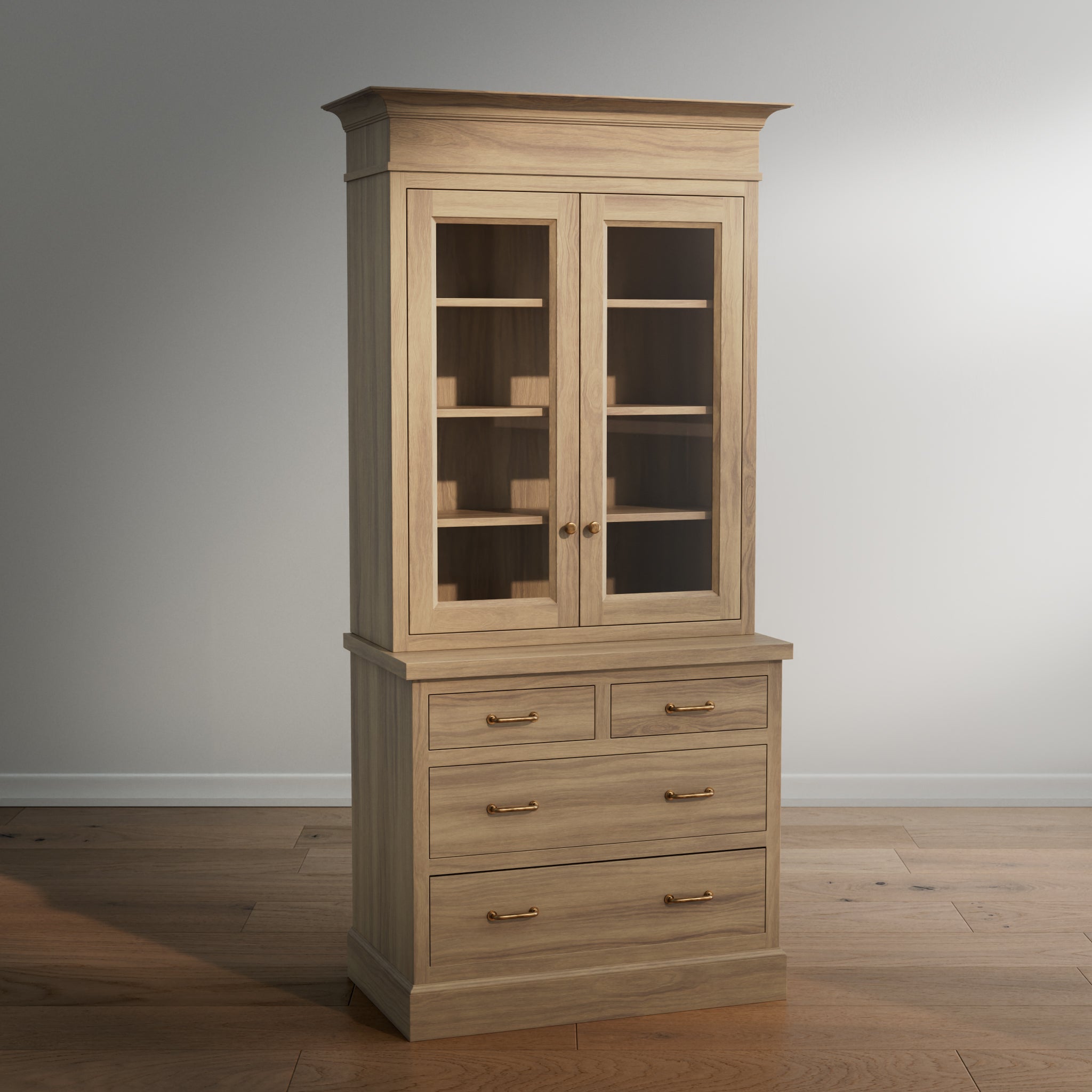 Madison Glass Hutch - 4 Drawer Base