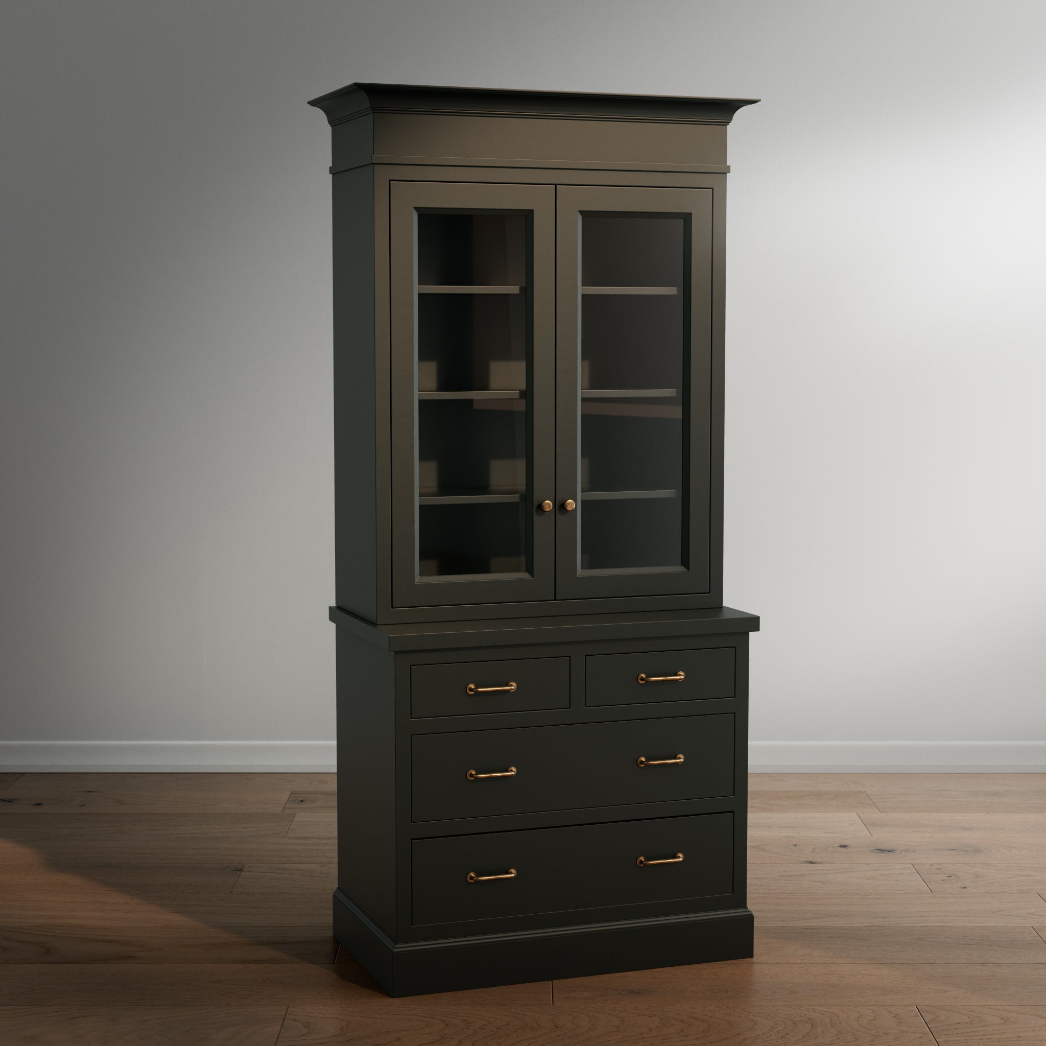 Madison Glass Hutch - 4 Drawer Base