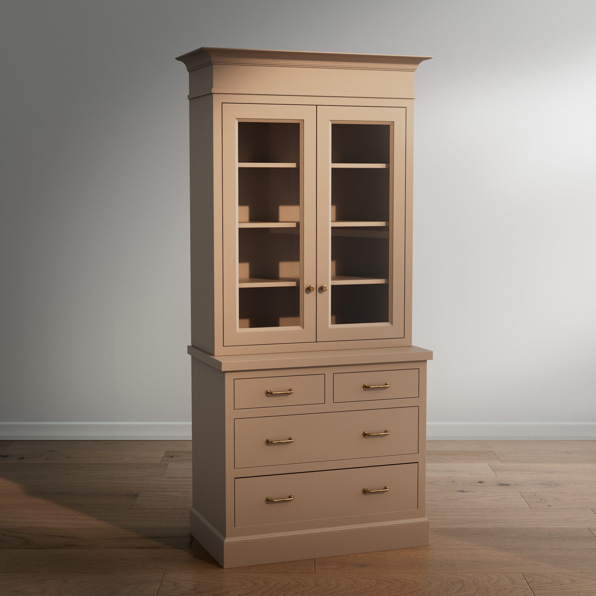 Madison Glass Hutch - 4 Drawer Base