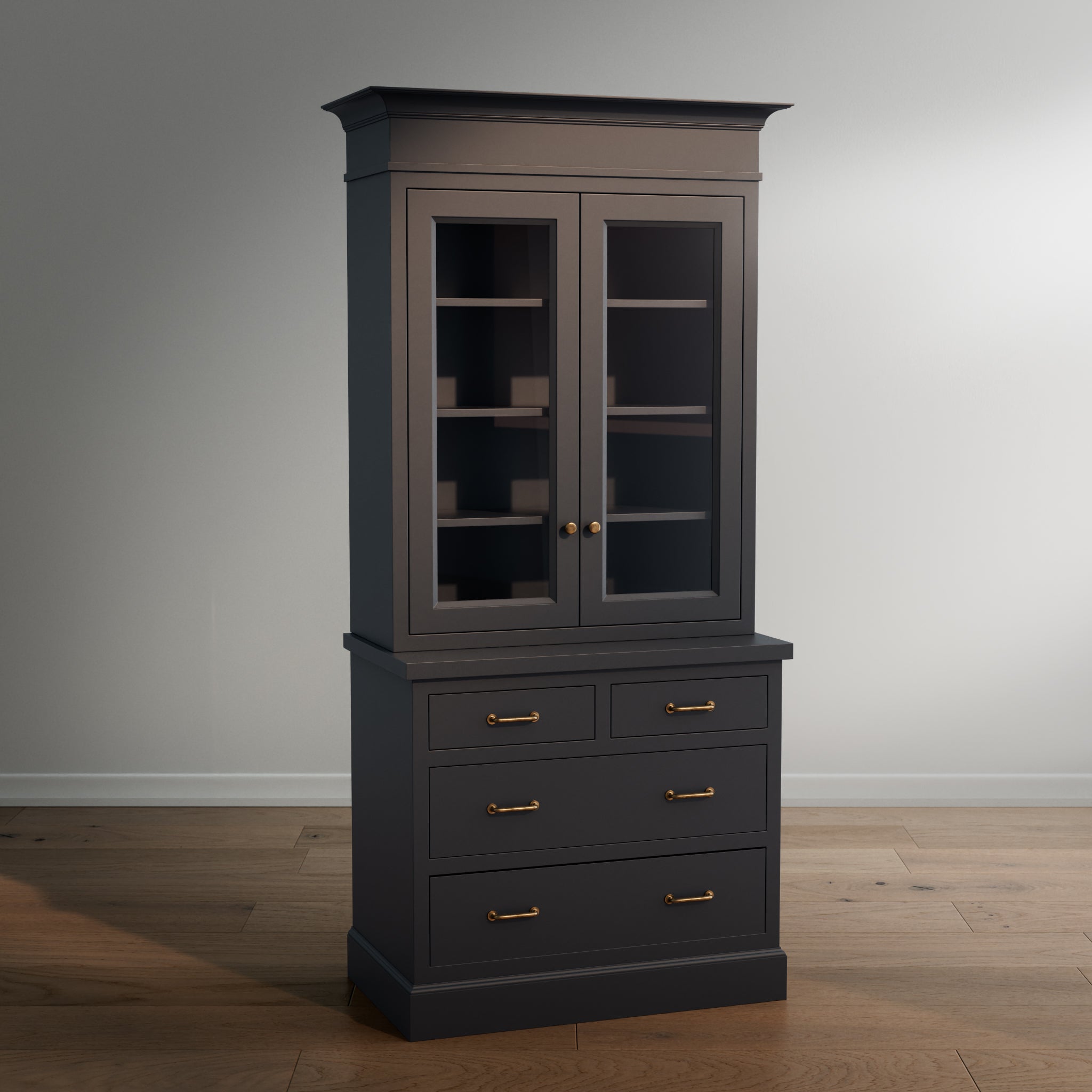 Madison Glass Hutch - 4 Drawer Base
