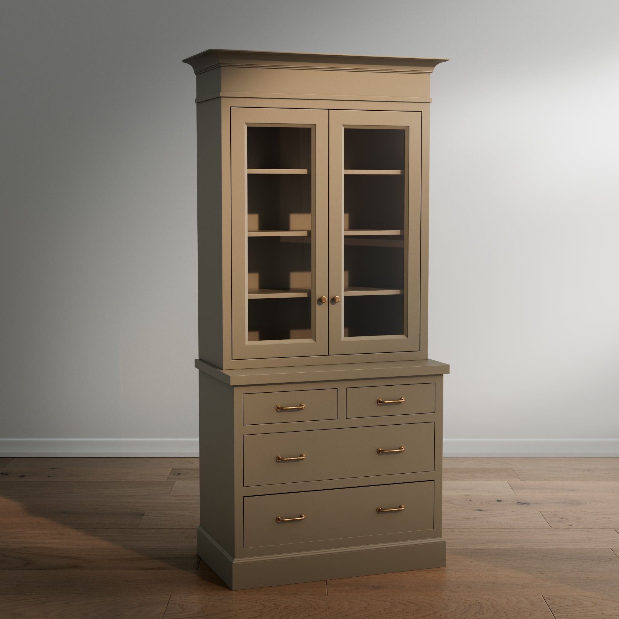 Madison Glass Hutch - 4 Drawer Base