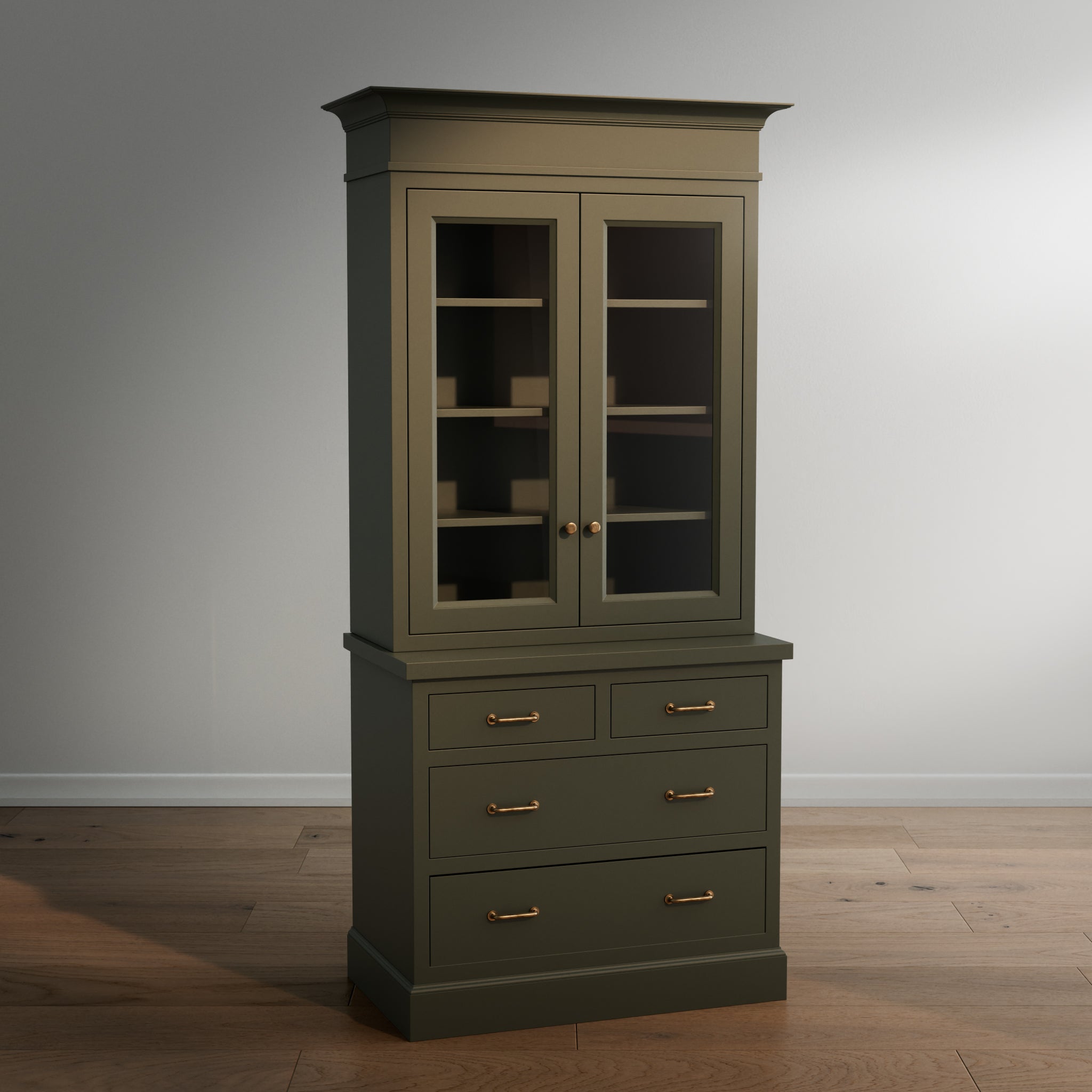 Madison Glass Hutch - 4 Drawer Base