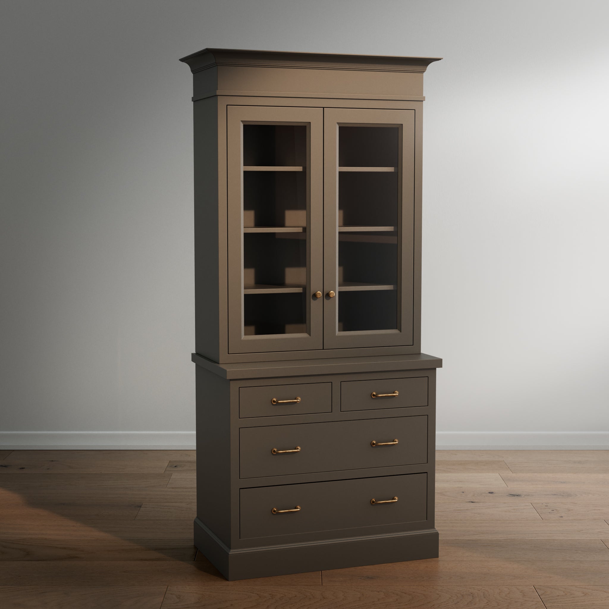 Madison Glass Hutch - 4 Drawer Base