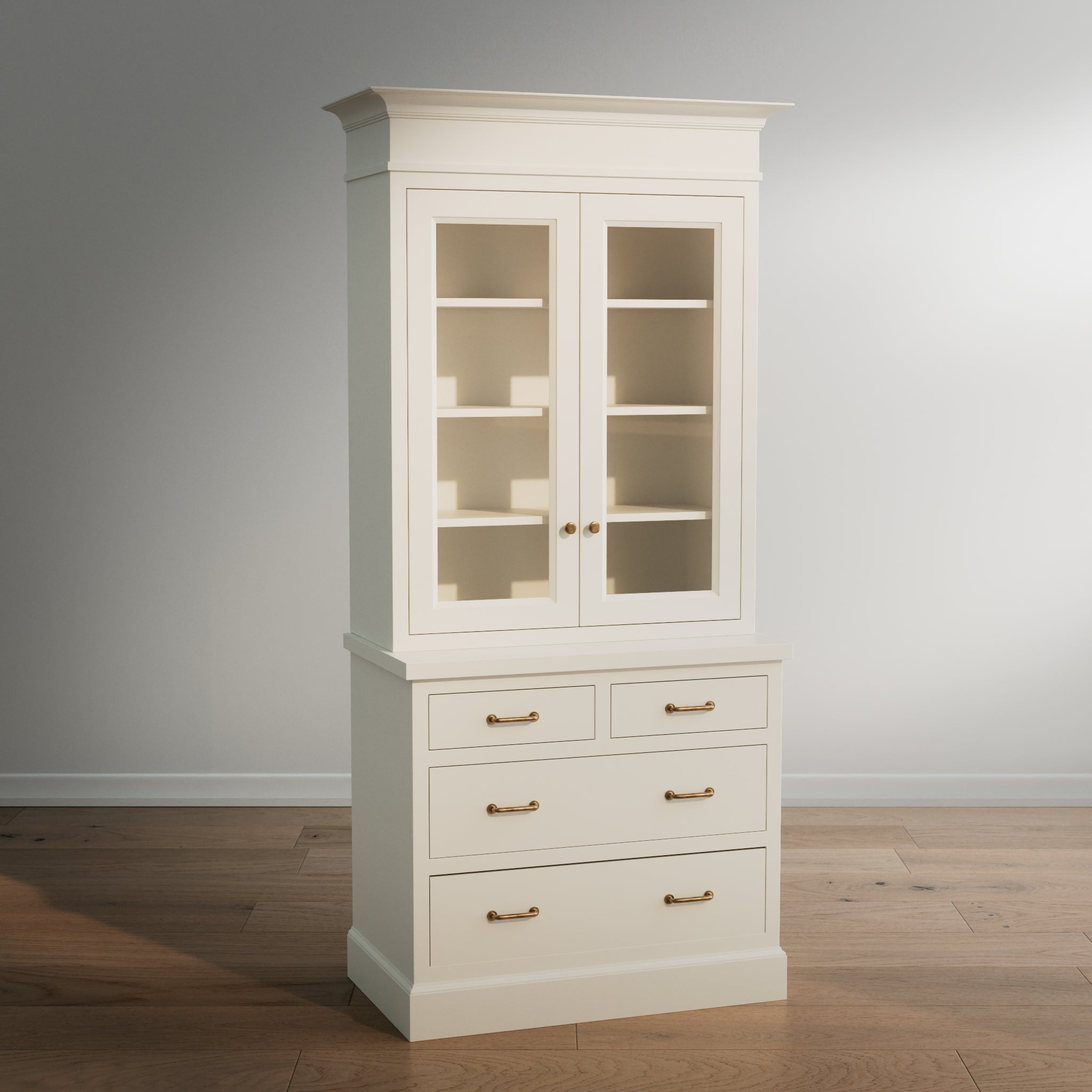 Madison Glass Hutch - 4 Drawer Base