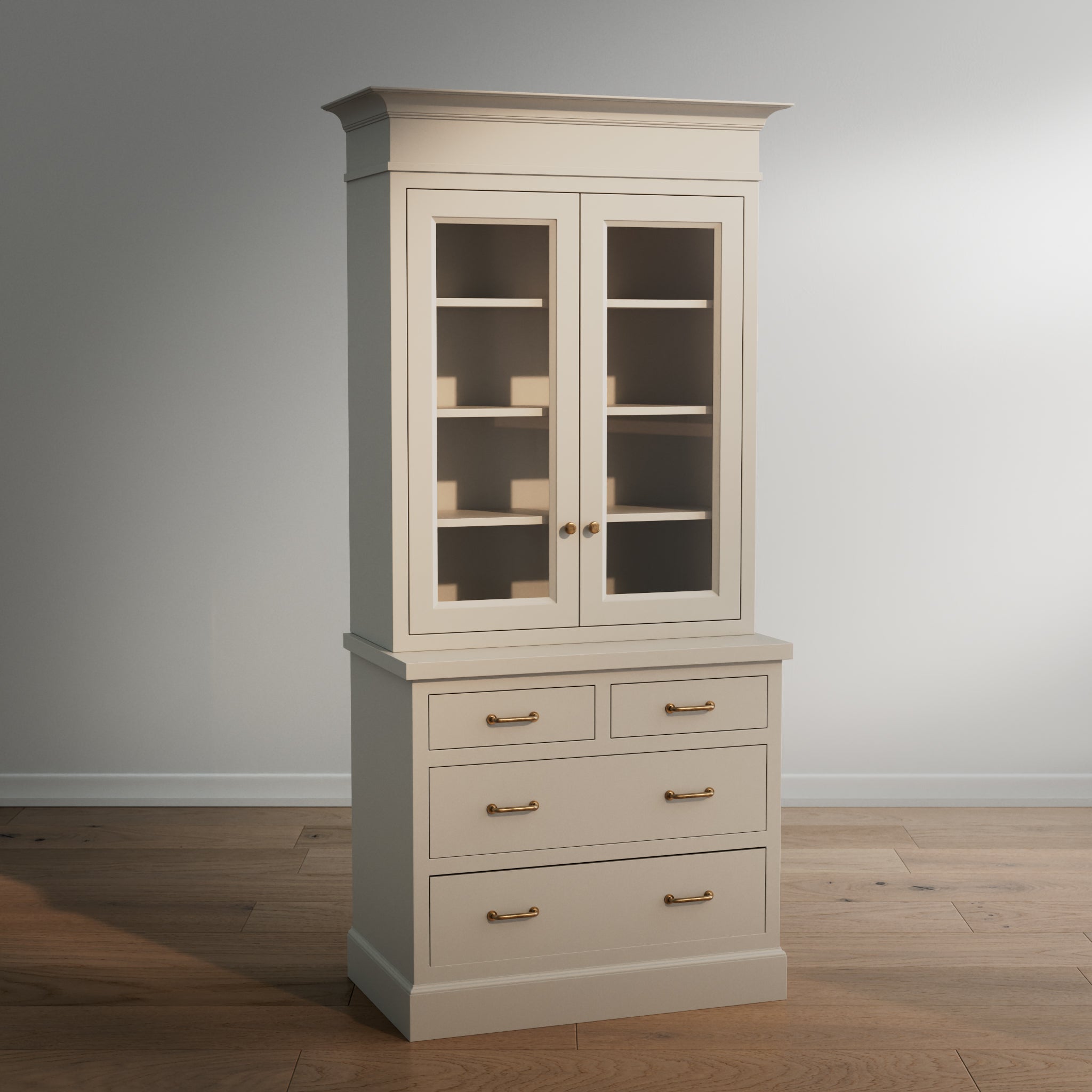 Madison Glass Hutch - 4 Drawer Base
