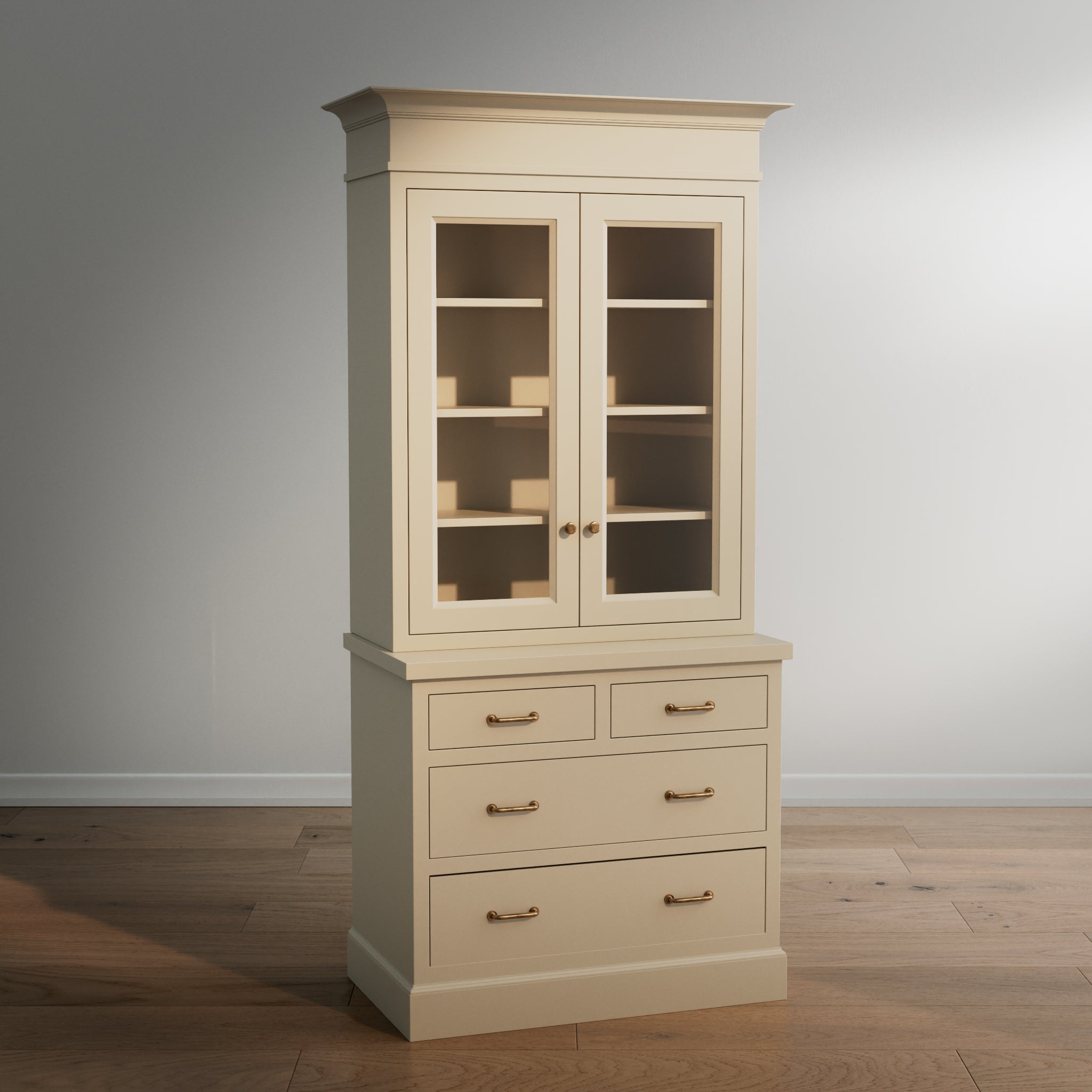 Madison Glass Hutch - 4 Drawer Base